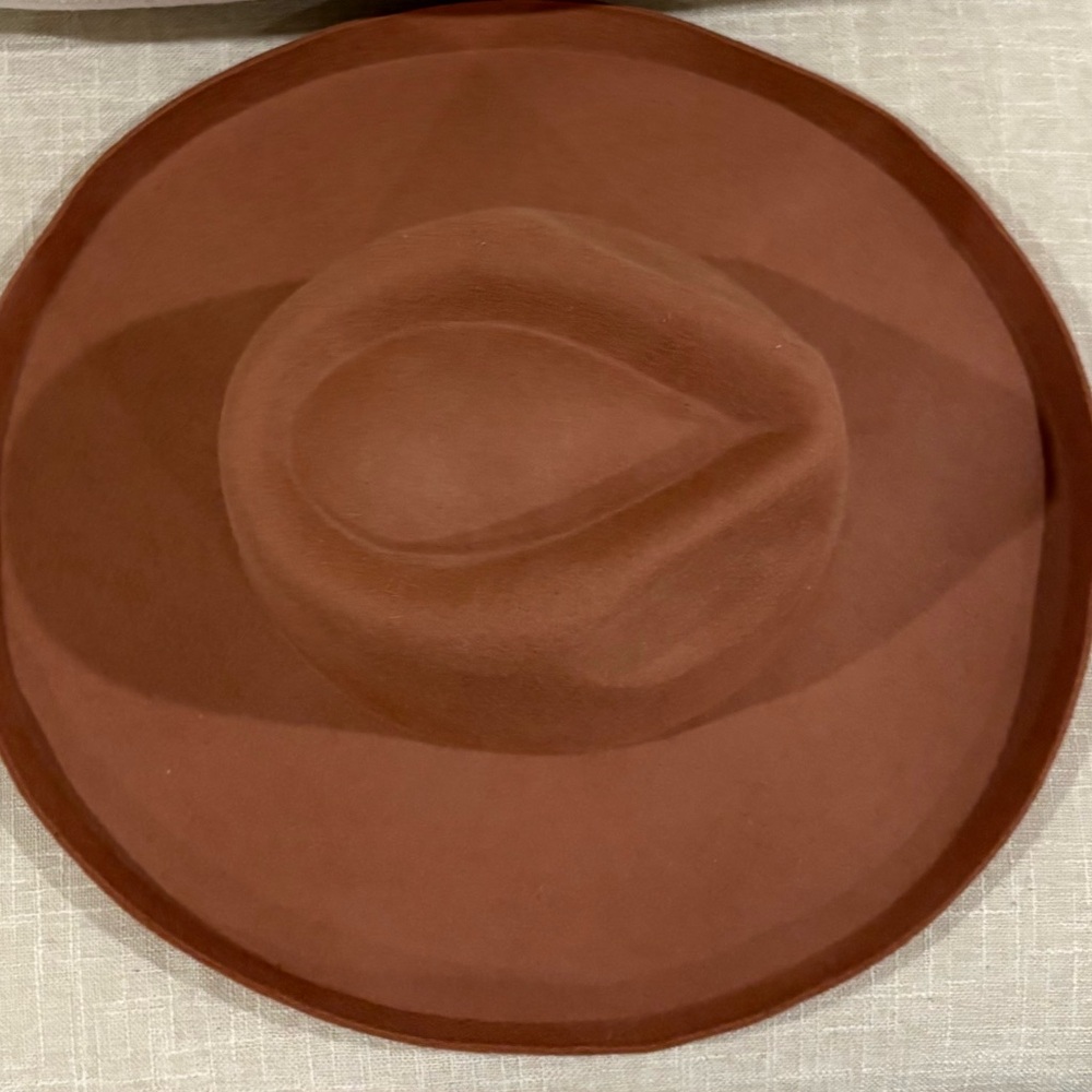 Rose Pink Wide Brim Wool Fedora Hat - Picture 3 of 3